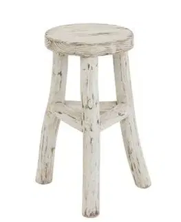 Stoličky Dřevěná bílá kulatá stolička Ibiza - Ø 26*50cm J-Line by Jolipa 1168