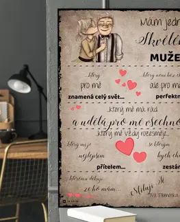 Cedulky s věnovaním (dárky) Dárky pro muže - Vyznání lásky od manželky - tabulka na stěnu