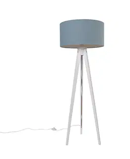 Stojaci lampy Stojací lampa stativ bílý se stínidlem světle modrý 50 cm - Tripod Classic