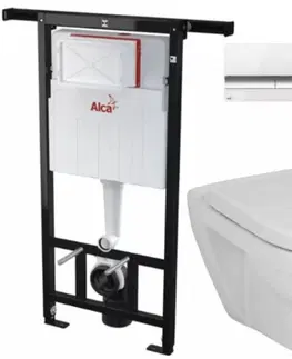 WC sedátka ALCADRAIN Jádromodul předstěnový instalační systém s bílým/ chrom tlačítkem M1720-1 + WC JIKA LYRA PLUS + SEDÁTKO DURAPLAST SLOWCLOSE AM102/1120 M1720-1 LY5