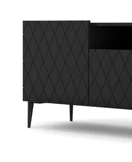 TV stolky ARTBm TV stolek DIUNA 145 2D1K | černý mat Provedení: Černý mat / zlatá podnož