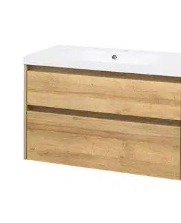 Koupelnový nábytek MEREO Opto, koupelnová skříňka s umyvadlem z litého mramoru 101 cm, dub Riviera CN922M