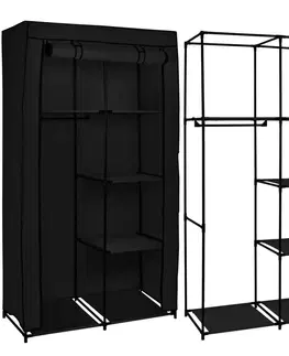 Šatní skříně TZB Textilní šatní skříň Mira s policemi černá