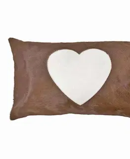 Dekorační polštáře Hnědý kožený polštář se srdcem (bos taurus taurus) - 50*30*5cm Mars & More OMHKHB