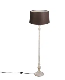 Stojaci lampy Stojací lampa s plátěným odstínem hnědá 45 cm - Classico