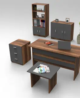 Kancelářské a psací stoly Set kancelářského nábytku VO14 ořech antracit