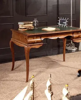 Stylové a luxusní pracovní a psací stoly Estila Luxusní rustikální pracovní stůl Leers z masivu v hnědé barvě se čtyřmi bočními šuplíky 150 cm