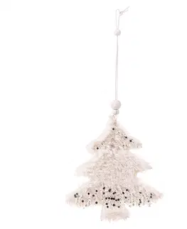 Vánoční dekorace Závěsná textilní dekorace, ozdoba Bílý stromek