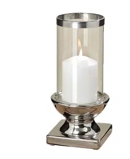 Svíčky DekorStyle Svícen MASERU se stínidlem 21 cm stříbrný