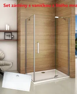 Sprchové vaničky H K Obdélníkový sprchový kout AIRLINE, 100x90 cm s jednokřídlými dveřmi s pevnou stěnou včetně sprchové vaničky z litého mramoru