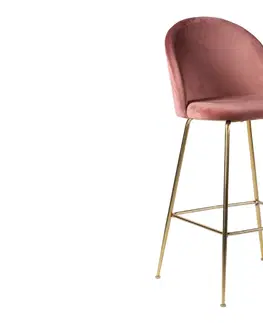 Barové židle Norddan Designová barová židle Kristopher, růžová / mosaz