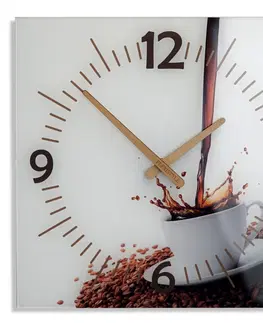 Kuchyňské hodiny Kuchyňské hodiny s dřevěnými ručičkami se šálkem kávy
