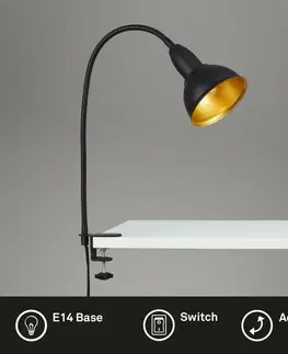 Lampy na noční stolek BRILONER Svítidlo se svorkou pr. 11,4 cm 1x E14 25W černá BRI 2603-015