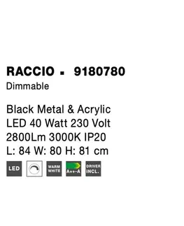 Designová závěsná svítidla NOVA LUCE závěsné svítidlo RACCIO černý kov a akryl LED 40W 230V 3000K IP20 stmívatelné 9180780