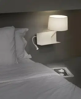 Nástěnná svítidla s látkovým stínítkem FARO HANDY nástěnná lampa, bílá, se čtecí LED lampičkou