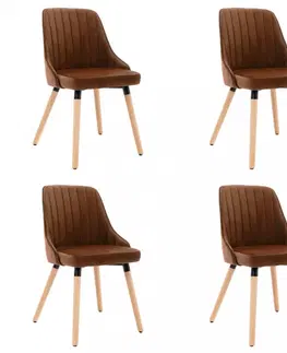 Židle Jídelní židle 4 ks látka / buk Dekorhome Hnědá