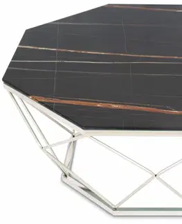 Konferenční stolky DekorStyle Konferenční stolek VOLARE 100 cm černý/stříbrný