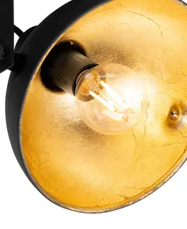 Bodova svetla Průmyslové stropní svítidlo černé se zlatými 3 světly nastavitelné - Magnax