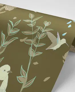 Samolepící tapety Samolepící tapeta rozkvetlý les plný ptáčků