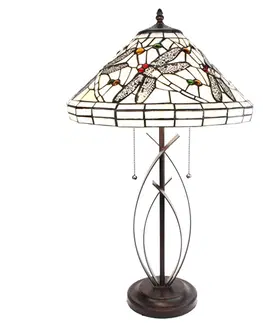 Svítidla Stolní lampa Tiffany White Dragonfly - 41x69 cm E27/max 2x40W Clayre & Eef 5LL-6287