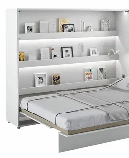 bez úložného prostoru Široká sklápěcí postel dvoulůžko MONTERASSO, 160x200, bílý mat