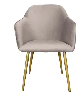 Jídelní stoly Šedá jídelní židle se zlatými nohami Gilda - 58*56*83 cm Clayre & Eef 50555G