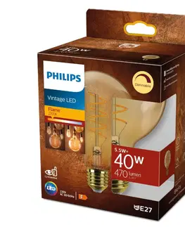 LED žárovky Philips LED filament žárovka E27 G95 5,5W (40W) 470lm 2200K stmívatelná, jantarová