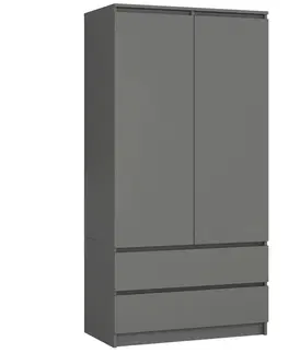 Šatní skříně Ak furniture Šatní skříň CL S 90 cm 2 dveře 2 zásuvky grafitově šedá