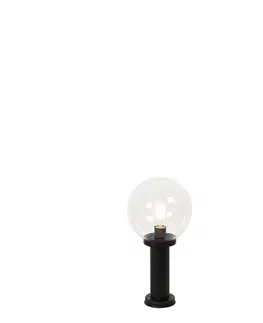 Venkovni stojaci lampy Stojací venkovní lampa černá s čirou koulí 50 cm IP44 - Sfera