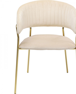 Židle s područkami KARE Design Krémová polstrovaná židle s područkami Belle (set 2 ks)