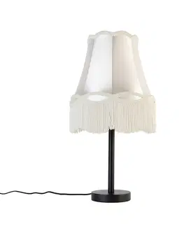 Stolni lampy Klasická stolní lampa černá s odstínem babička krémová 30 cm - Simplo