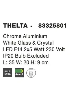 Designová nástěnná svítidla NOVA LUCE nástěnné svítidlo THELTA chromovaný hliník bílé sklo a křišťál E14 3x5W IP20 bez žárovky 83325801
