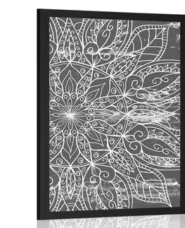 Feng Shui Plakát textura Mandaly v černobílém provedení