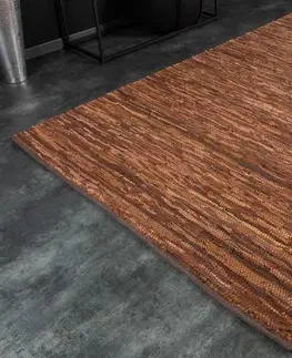 Designové a luxusní koberce Estila Designový moderní koberec Rhys II obdélníkového tvaru z kůže a konopí hnědé barvy 230cm