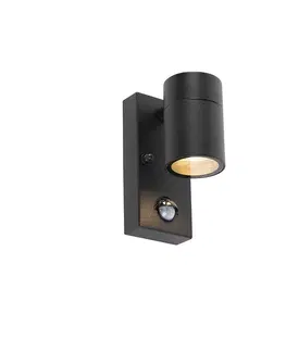 Venkovni nastenne svetlo Venkovní nástěnné svítidlo černé s pohybovým senzorem IP44 - Solo