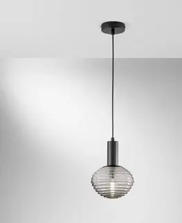 Závěsná světla Eco-Light Závěsné světlo Ripple, černá/kouřově šedá, Ø 18 cm