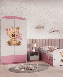 Dětské postýlky Kocot kids Postel Babydreams medvídek růžová, varianta 80x180, se šuplíky, s matrací