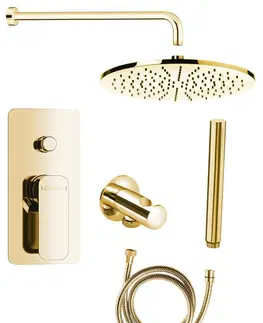 Sprchy a sprchové panely SAPHO SPY podomítkový sprchový set s pákovou baterií, otočný přepínač, 2 výstupy, zlato PY42/17-01