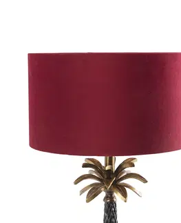 Stolni lampy Art Deco stolní lampa bronzová se sametově červeným odstínem 35 cm - Areka