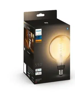 LED žárovky Philips HUE white LED Filament žárovka E27 G125 7W 550lm 2100K IP20, stmívatelná