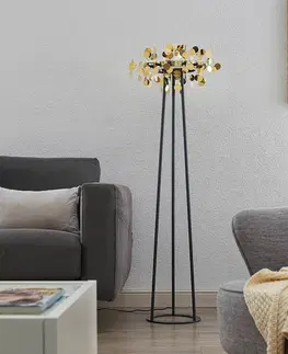 Stojací lampy Lucande Lucande Glimmo LED stojací lampa, černá, mosaz