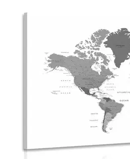 Obrazy mapy Obraz mapa světa v černobílé barvě