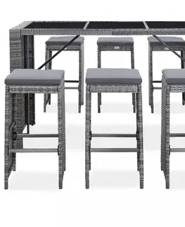 Barové židle Zahradní barový set 7ks šedý polyratan Dekorhome