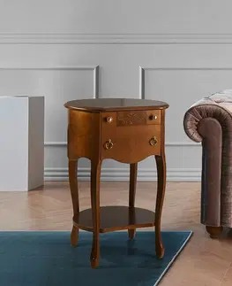 Designové a luxusní noční stolky Estila Luxusní rustikální příruční stolek Castilla s oblým tvarem 50cm