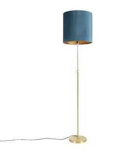 Stojaci lampy Stojací lampa zlatá / mosazná s velurovým odstínem modré 40/40 cm - Parte