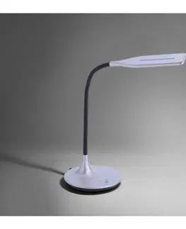 Stolní lampy do kanceláře LEUCHTEN DIREKT is JUST LIGHT LED ve stříbrné barvě s flexibilním ramenem s měnitelnou teplotou chromatičnosti a stmíváním 2700-5000K LD 13061-21