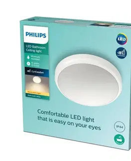 LED stropní svítidla LED Koupelnové stropní přisazené svítidlo Philips DORIS CL257 8718699758783 6W 600lm 2700K IP44 22cm bílé