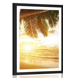 Příroda Plakát s paspartou východ slunce na karibské pláži