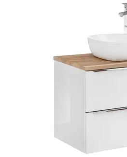 Koupelnový nábytek Comad Umyvadlová skříňka Capri 821 2S bílý lesk/dub kraft zlatý