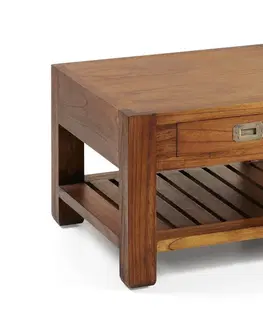 Designové a luxusní konferenční stolky Estila Masivní konferenční stolek Star ze dřeva Mindi se zásuvkou 60cm